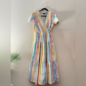 J. Crew Faux Wrap Dress in Rainbow Gingham